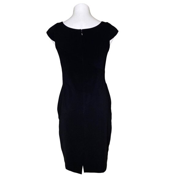 Jay Godfrey Black Cocktail Dress, Asymmetrical Neck Cap Sleeves Women's Size 8 - Picture 5 of 9